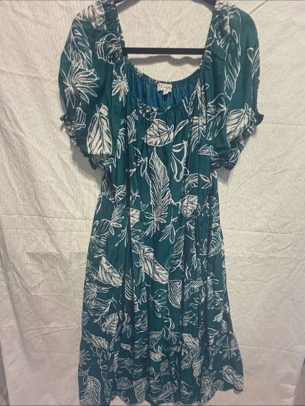 Polagram Teal Maxi Dress with White Leaf Motif